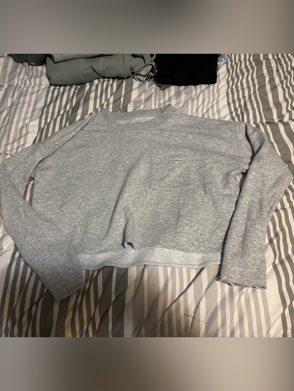 aerie Heather Gray Cropped Crewneck Sweater